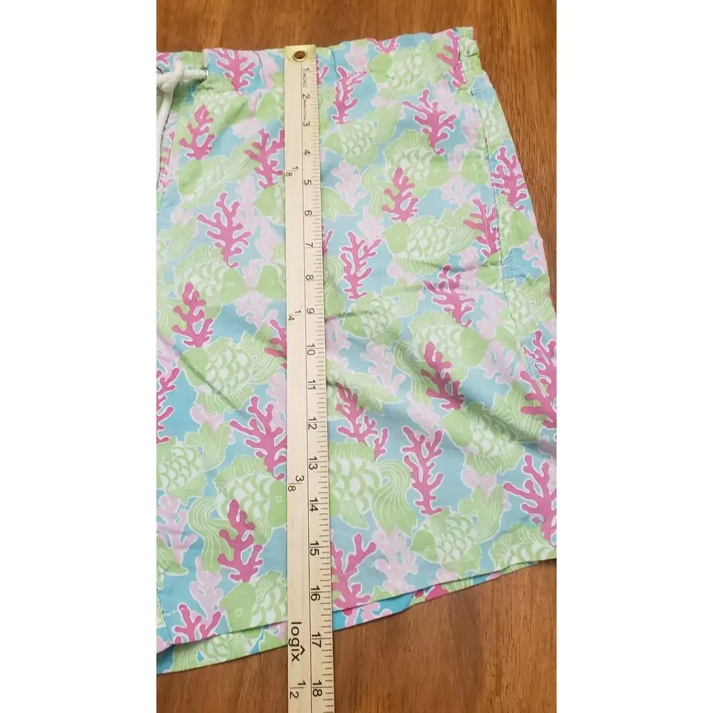 Lilly Pulitzer men's vintage swim shorts sz medium pastel fish, coral lining
